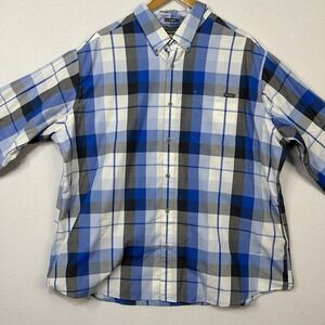 Eddie‎ Bauer Classic Fit 3XL  Men's Button Up Long Sleeve Blue Plaid Shirt